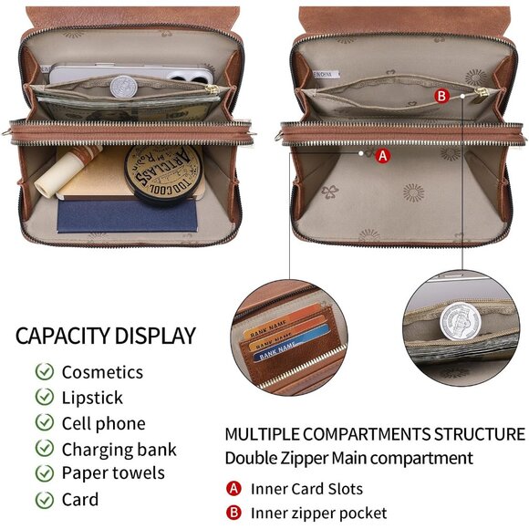 Small Leather Crossbody Bag Women Cell Phone Purse Wallet with Card Slots - Picture 3 of 6